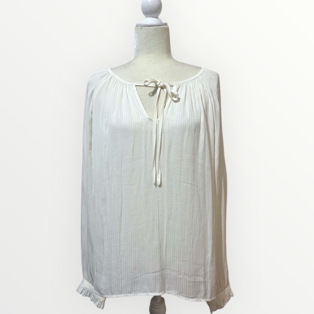 SKIES ARE BLUE Kathleen Striped Long Sleeve Peasant Blouse XL NEW